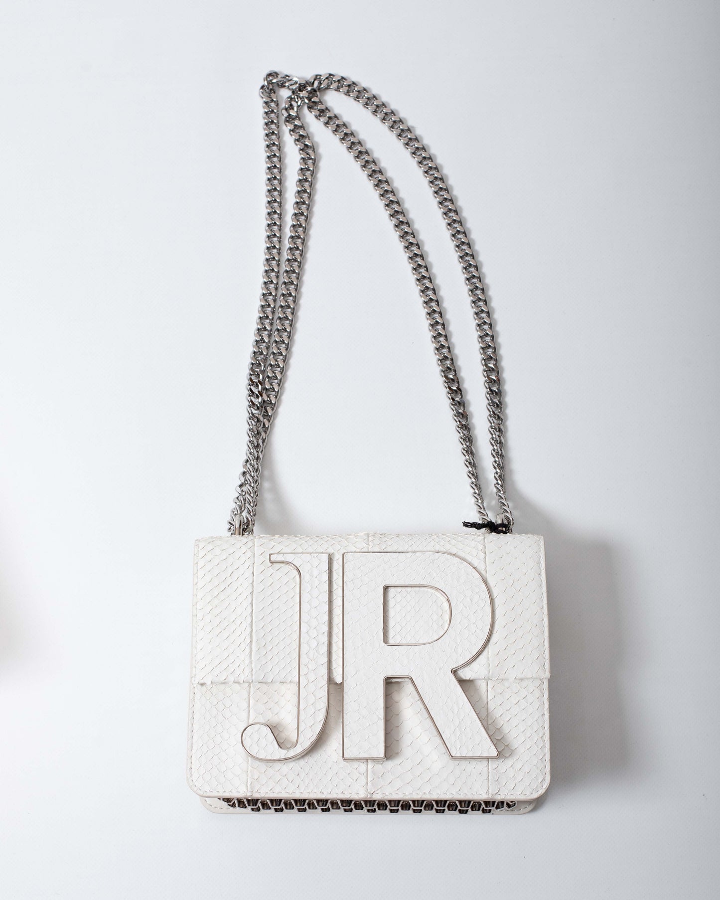 Borsa John Richmond white pitonata con maxi placca donna
