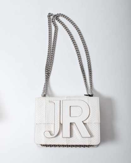 Borsa John Richmond white pitonata con maxi placca donna
