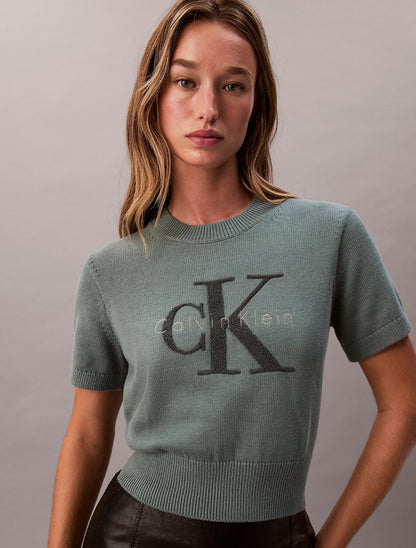 T-Shirt Calvin Klein in maglia con logo teddy donna