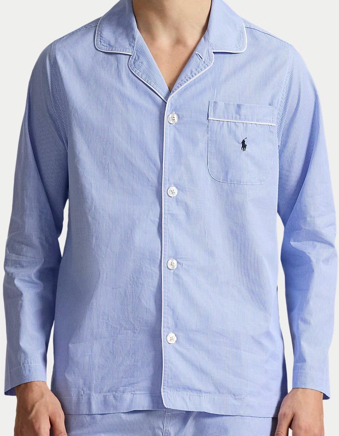 Pigiama Polo Ralph Lauren con micro-gingham e logo ricamato