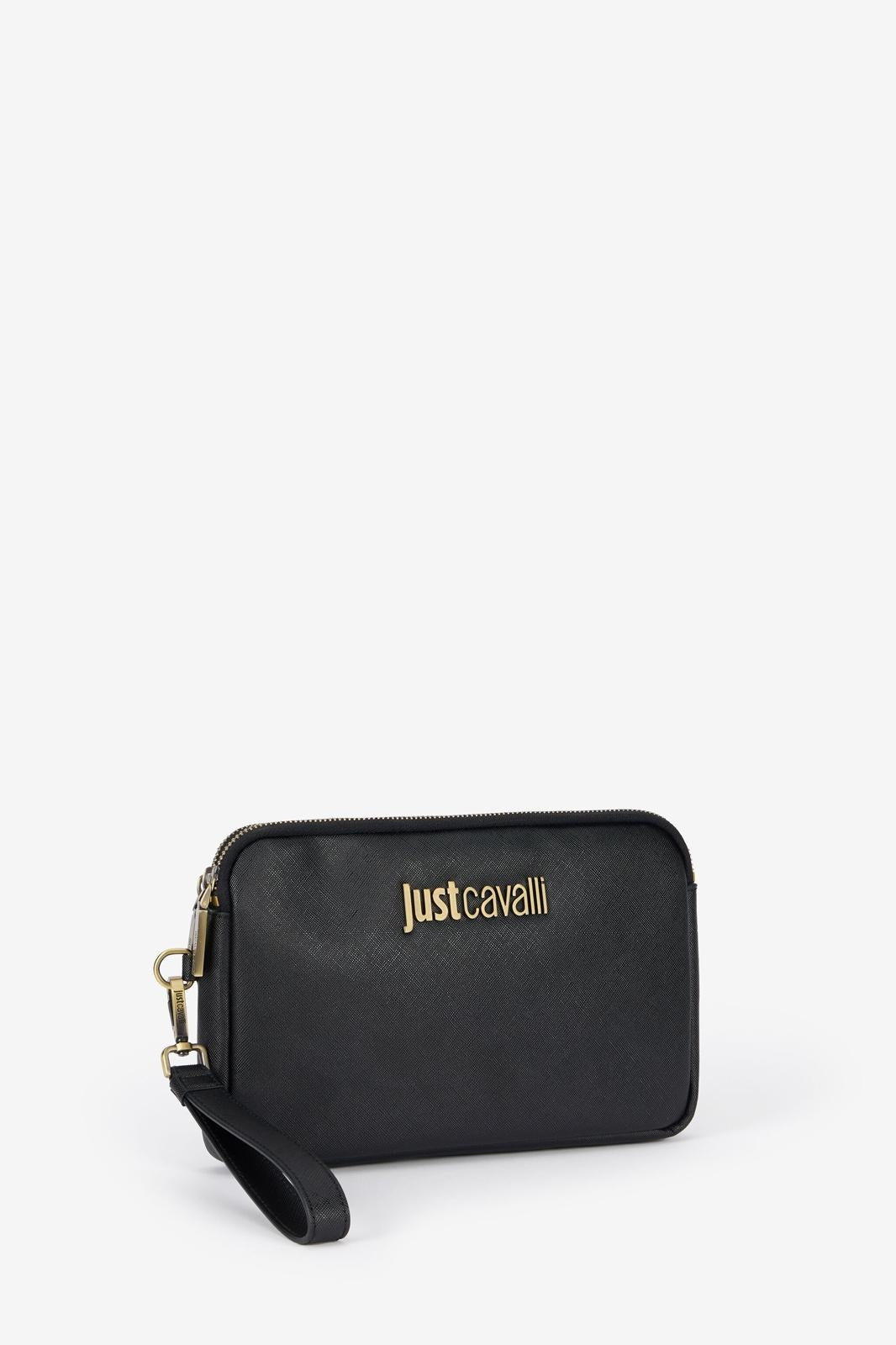 Pochette Just Cavalli "Metal Lettering" in pelle saffiano uomo