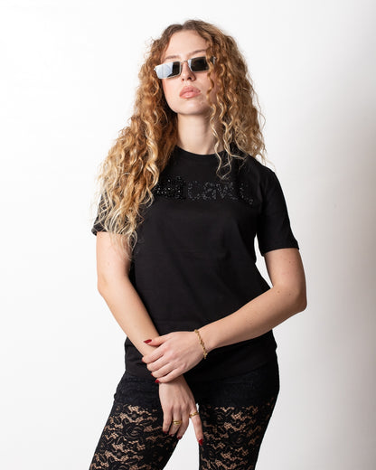 T-Shirt Just Cavalli "Logo beads strass" donna