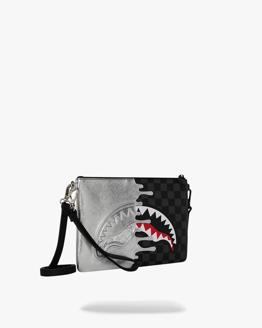 Pochette Sprayground nero SILVER SIDE DRIP BLACK CHECK CROSSBODY POUCHETTE clutch con tracolla