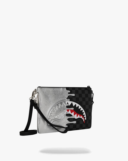 Pochette Sprayground nero SILVER SIDE DRIP BLACK CHECK CROSSBODY POUCHETTE clutch con tracolla