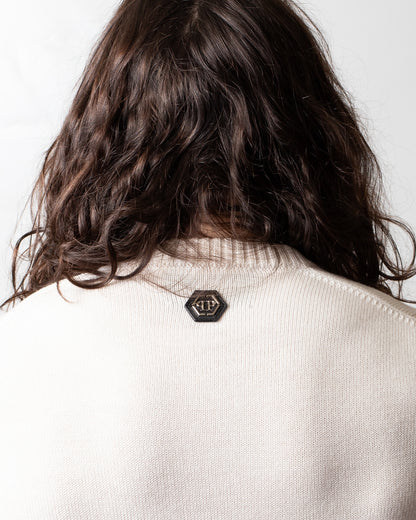 Maglia Philipp Plein girocollo "Embroidered Merino Strass" uomo