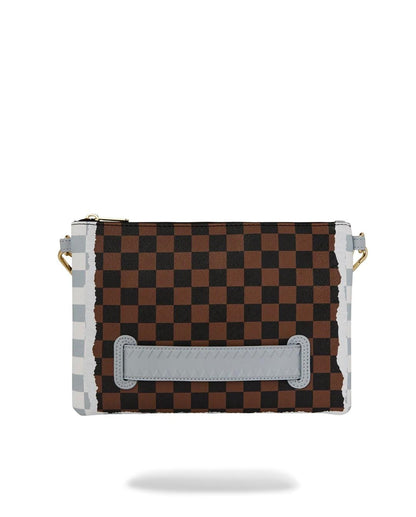 Pochette Sprayground marrone "CREAM AND BROWN TEAR CHECK CROSSOVER CLUTCH"