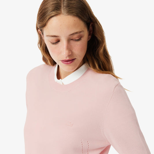 Maglia Lacoste girocollo con logo tonal donna
