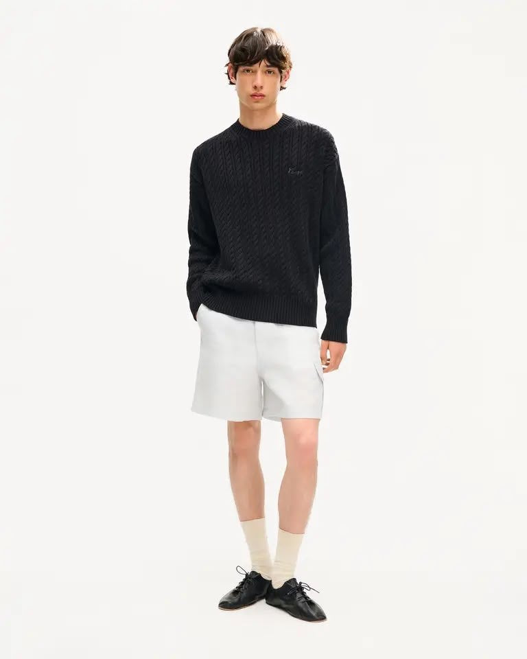 Maglia Kenzo Paris cable knit con logo ricamato