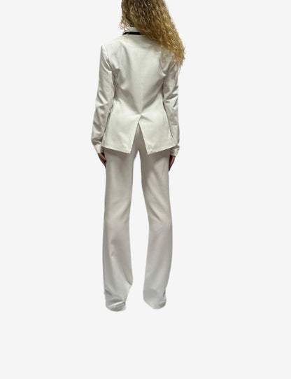 Tailleur Silvian Heach bianco con contorno collo a contrasto donna