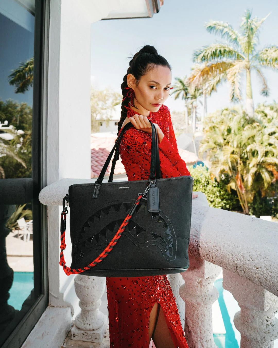 Borsa Sprayground nero Shark central kyushu muntain tote