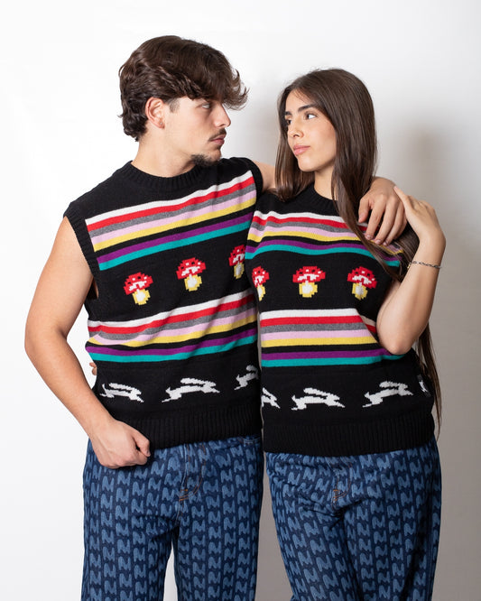 Gilet MSGM in lana con fantasia ricamata