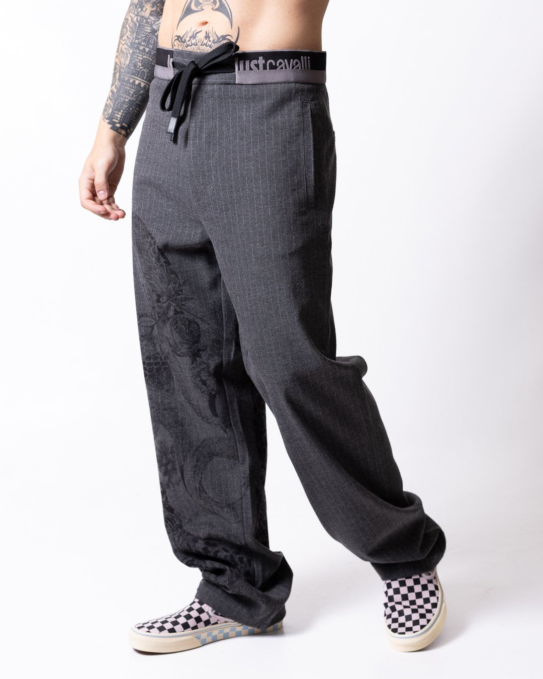 Pantalone Just Cavalli gessato in flanella uomo