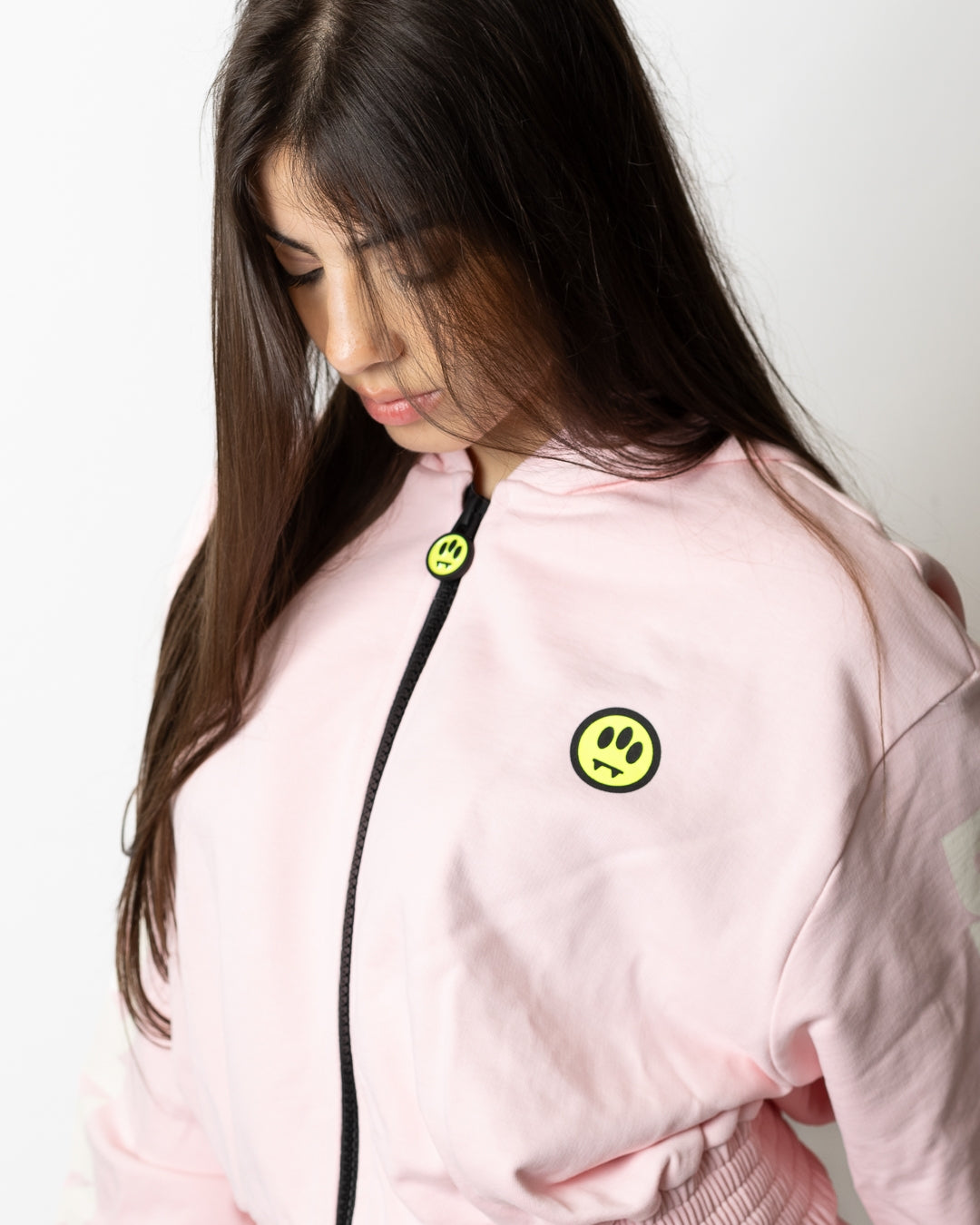 Felpa Barrow cropped fullzip logata con cappuccio donna