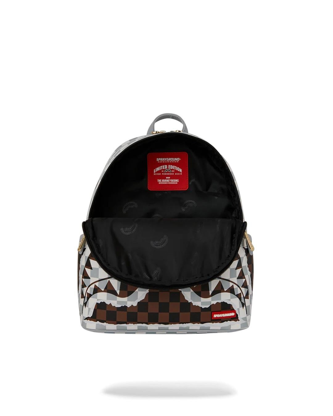 Zainetto Sprayground marrone "CREAM AND BROWN TEAR CHECK SAVAGE BACKPACK"
