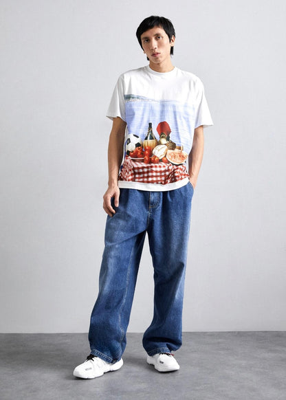T-Shirt Moschino con maxi stampa sul fronte e logo minimal uomo