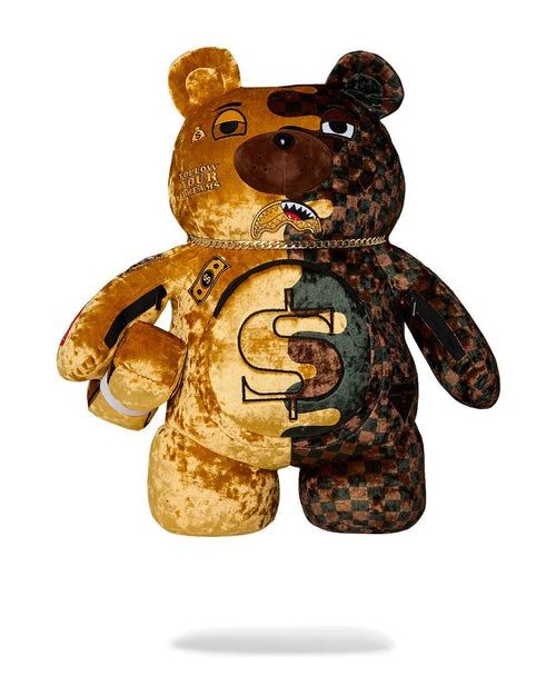 Zaino Sprayground orsetto marrone SHARKS IN PARIS GOLD DRIP MONEYBEAR BACKPACK