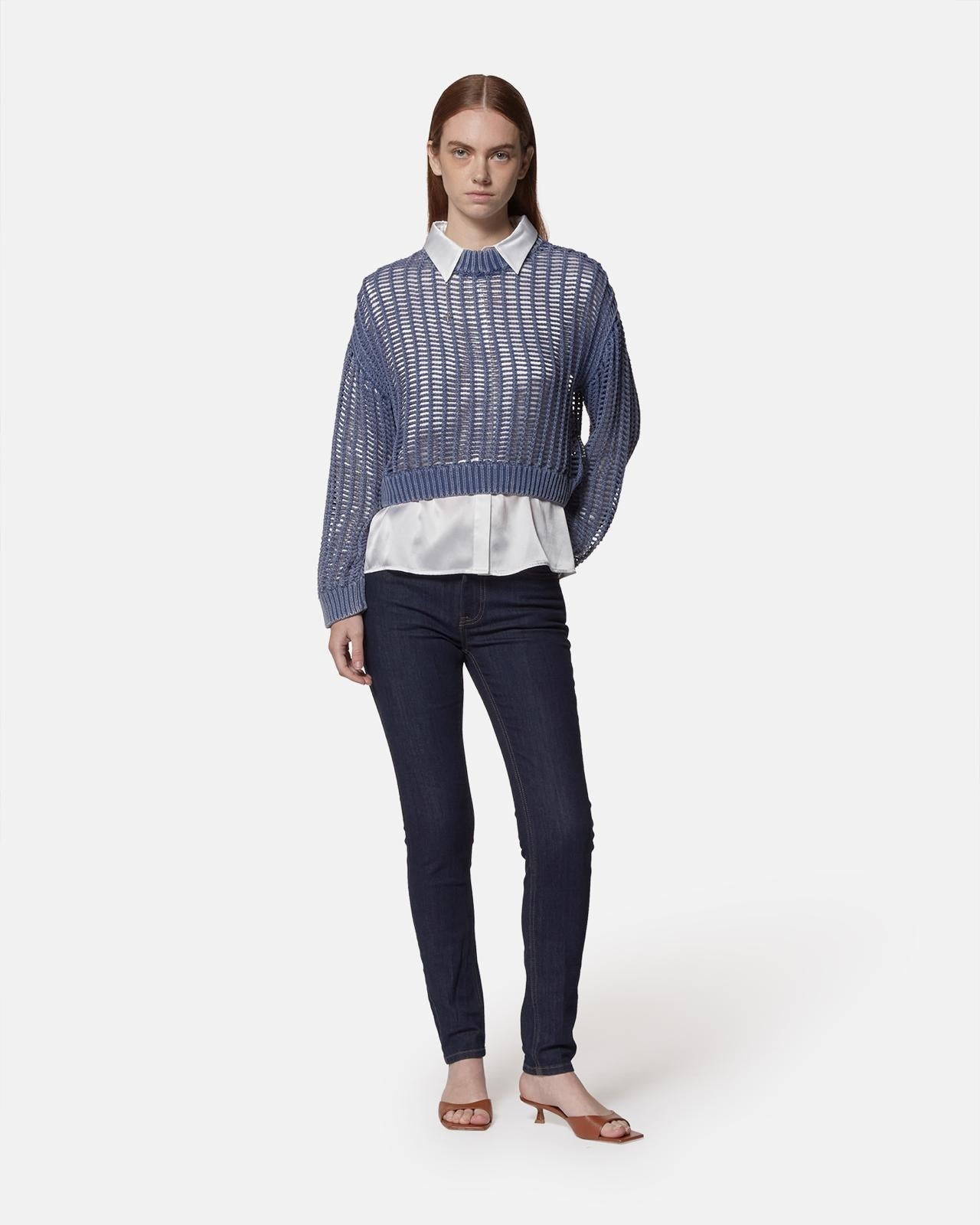 Maglia Richmond X traforata effetto denim donna