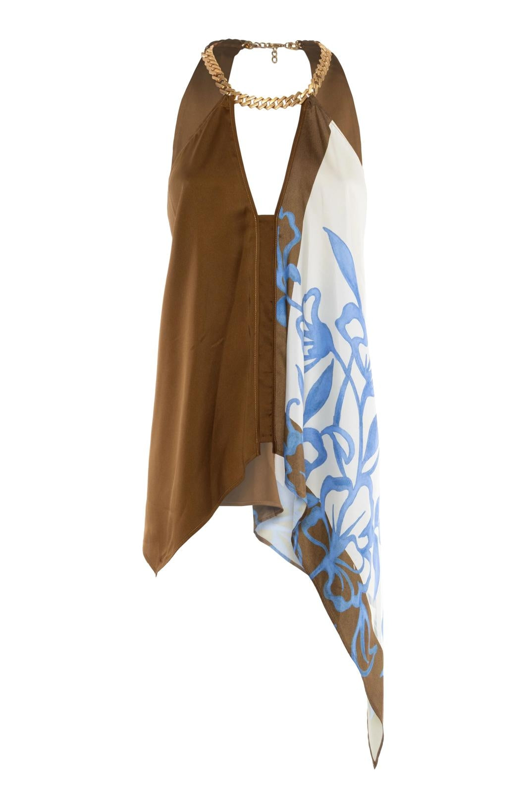Blusa Nenentte con catena oro top smanicato donna