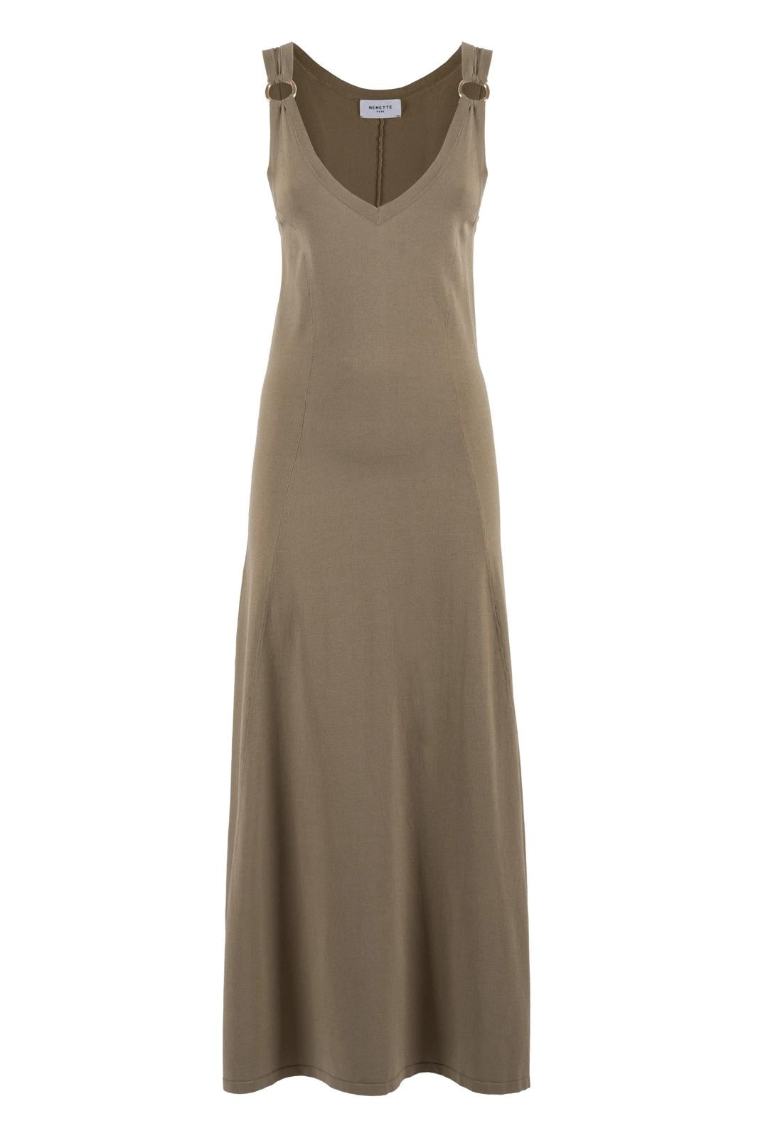 Abito lungo Nenette in maglia con dettagli in metallo donna