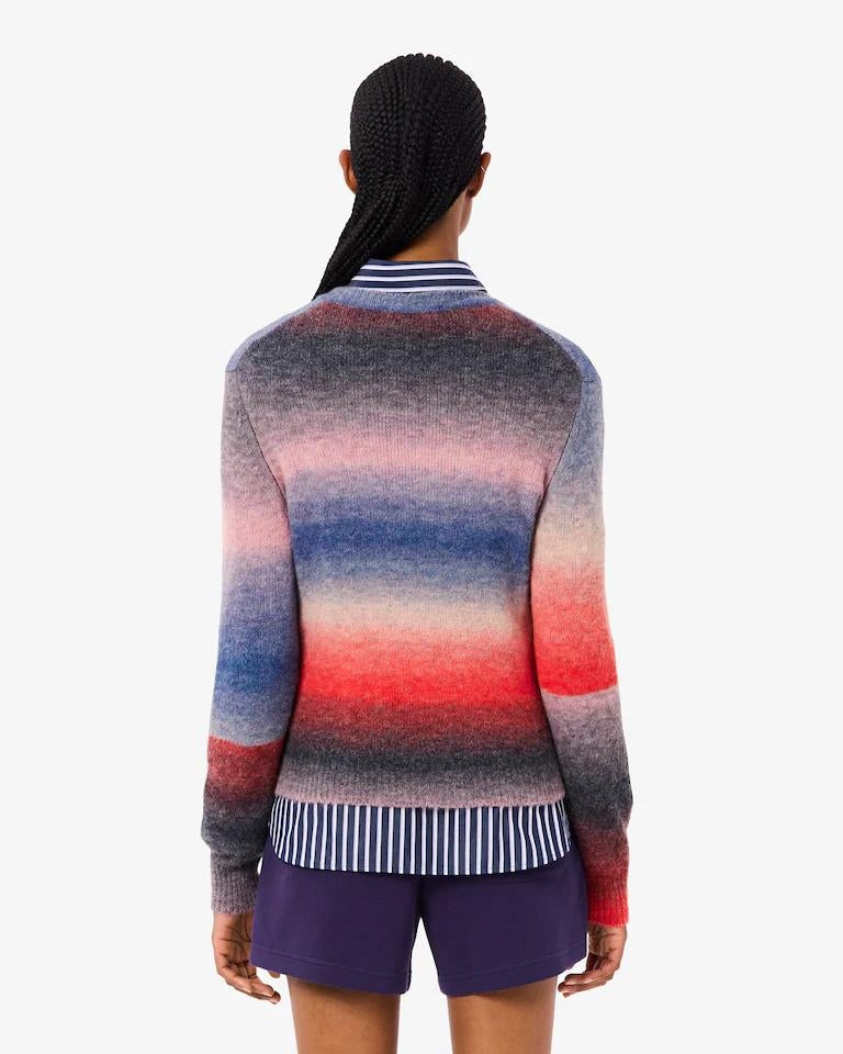 Maglia Lacoste girocollo in misto lana multicolor donna