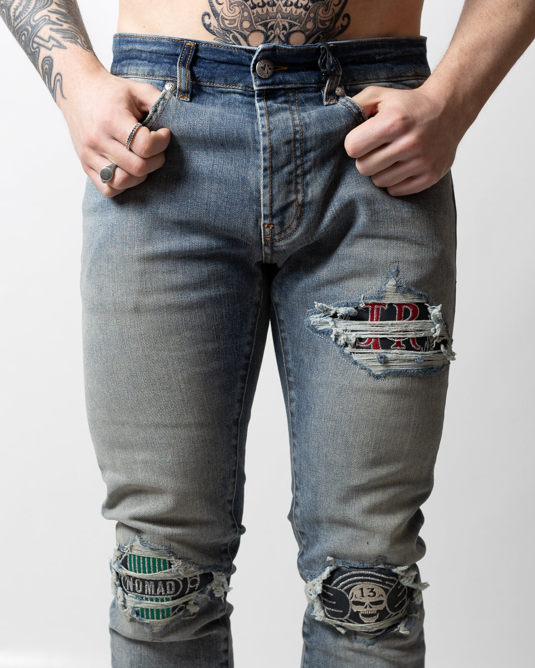 Jeans John Richmond skinny con patch uomo