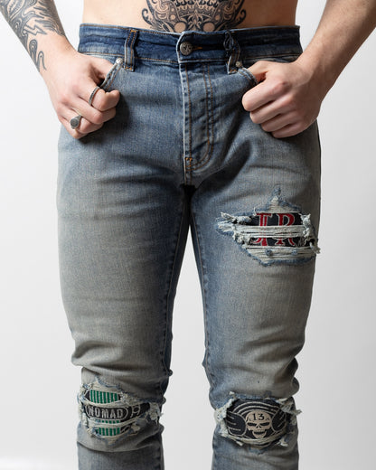 Jeans John Richmond skinny con patch uomo
