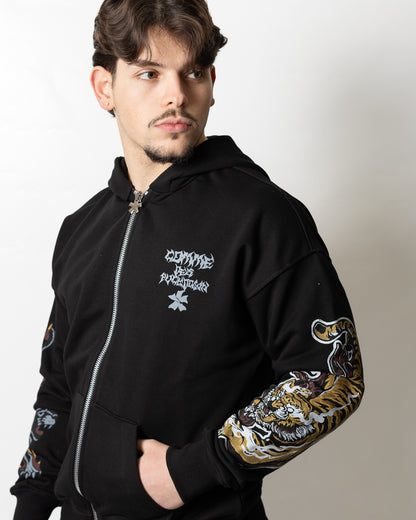 Felpa Comme des Fuckdown fullzip con cappuccio e stampe uomo