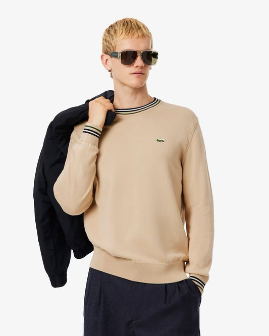 Maglia Lacoste girocollo con strisce a contrasto uomo