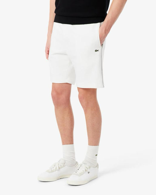 Bermuda Lacoste in felpa con fasce logate uomo