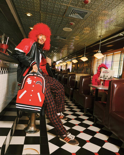 Zaino Sprayground rosso Varsity shark dlx backpack