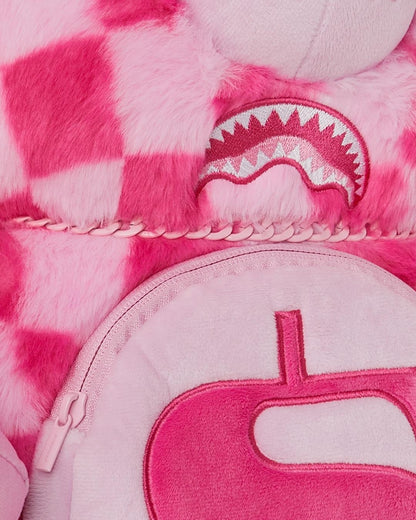 Zaino Sprayground orsetto fucsia "PINK FUR CHECK MONEYBEAR BACKPACK"