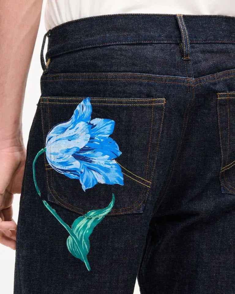 Jeans Kenzo Paris con stampa decorativa e patch logo