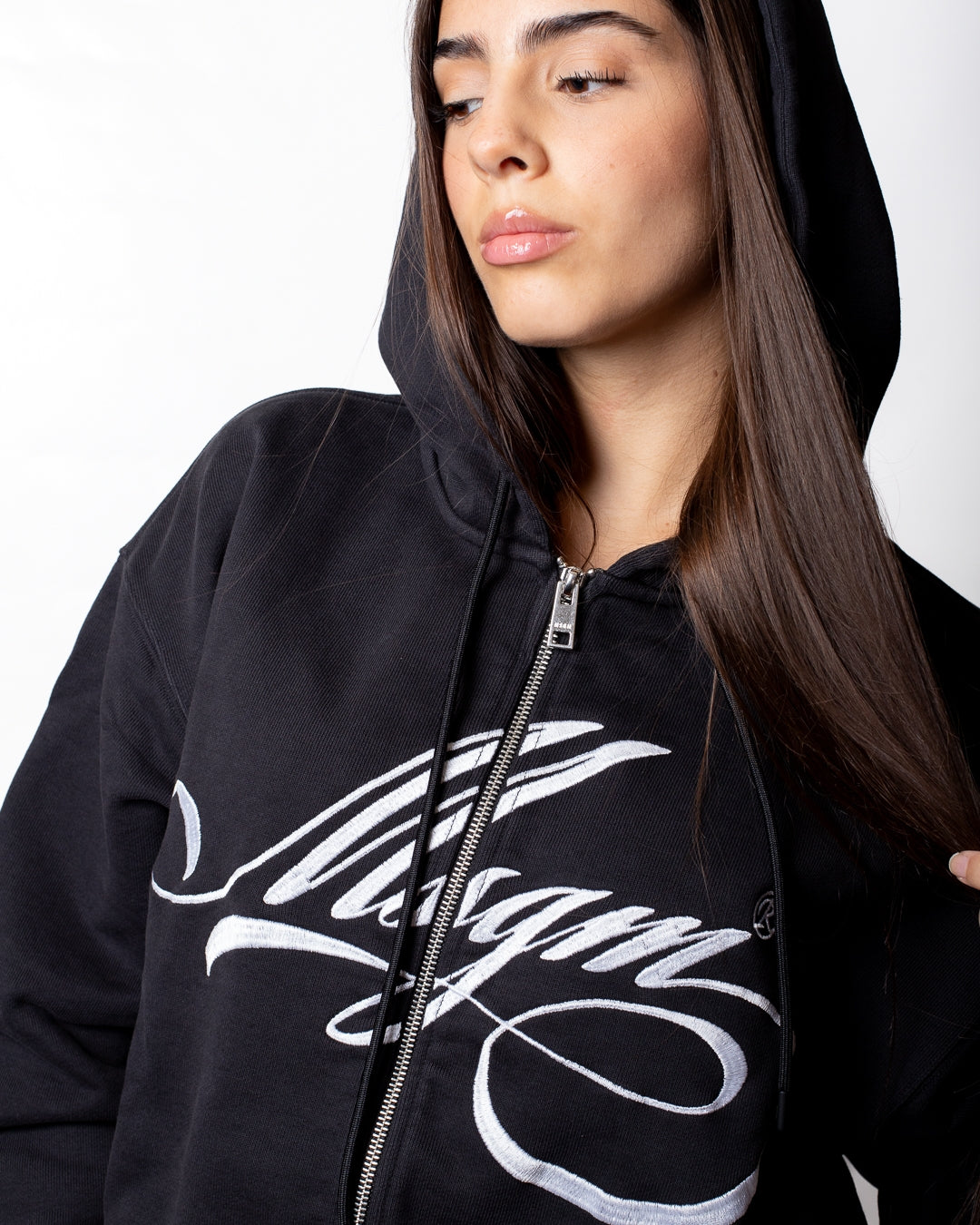 Felpa MSGM fullzip con logo signature ricamato