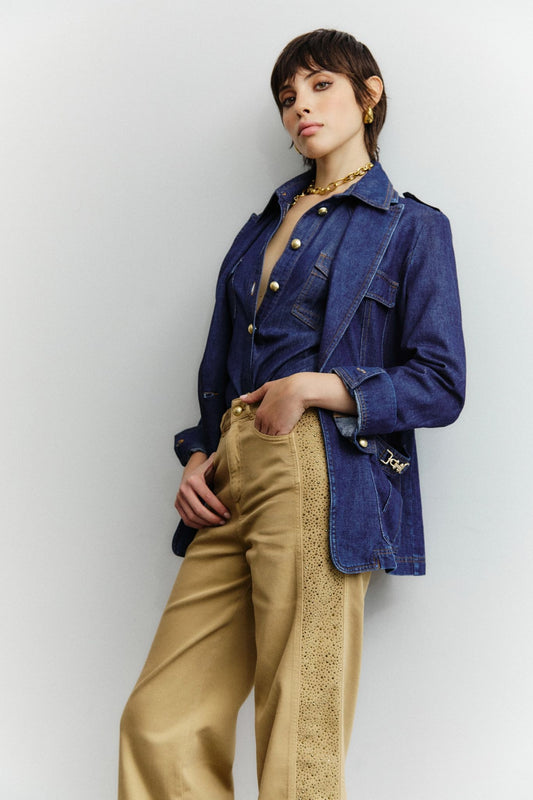 Pantalone Nenette straight con strass donna