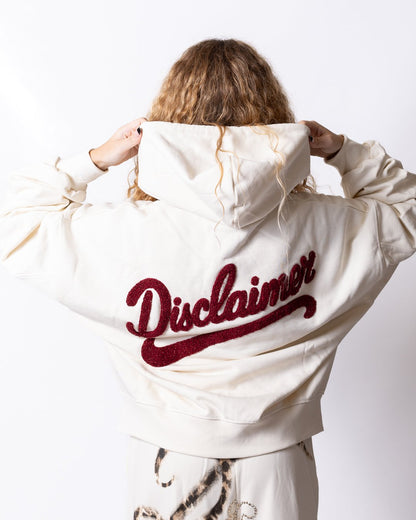Felpa Disclaimer full zip con cappuccio e logo effetto spugna laminato