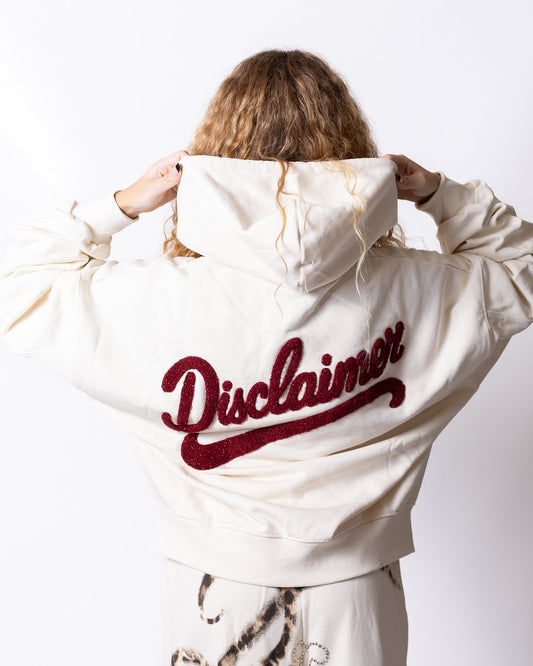 Felpa Disclaimer full zip con cappuccio e logo effetto spugna laminato