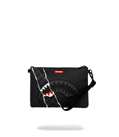 Pochette Sprayground nero CENTER RIP REVEALING GRAY CHECK CROSSOVER CLUTCH con tracolla