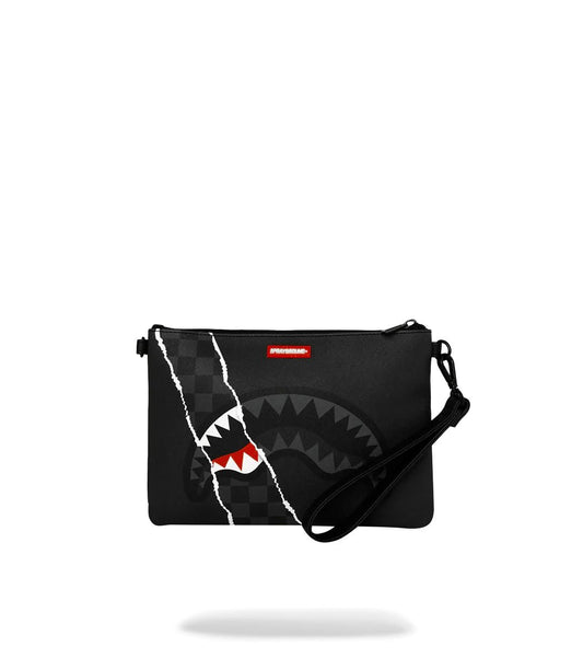 Pochette Sprayground nero CENTER RIP REVEALING GRAY CHECK CROSSOVER CLUTCH con tracolla