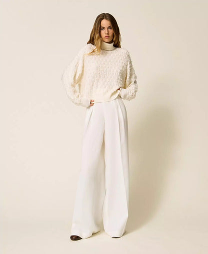 Maglia Twinset Actitude dolcevita con frange donna