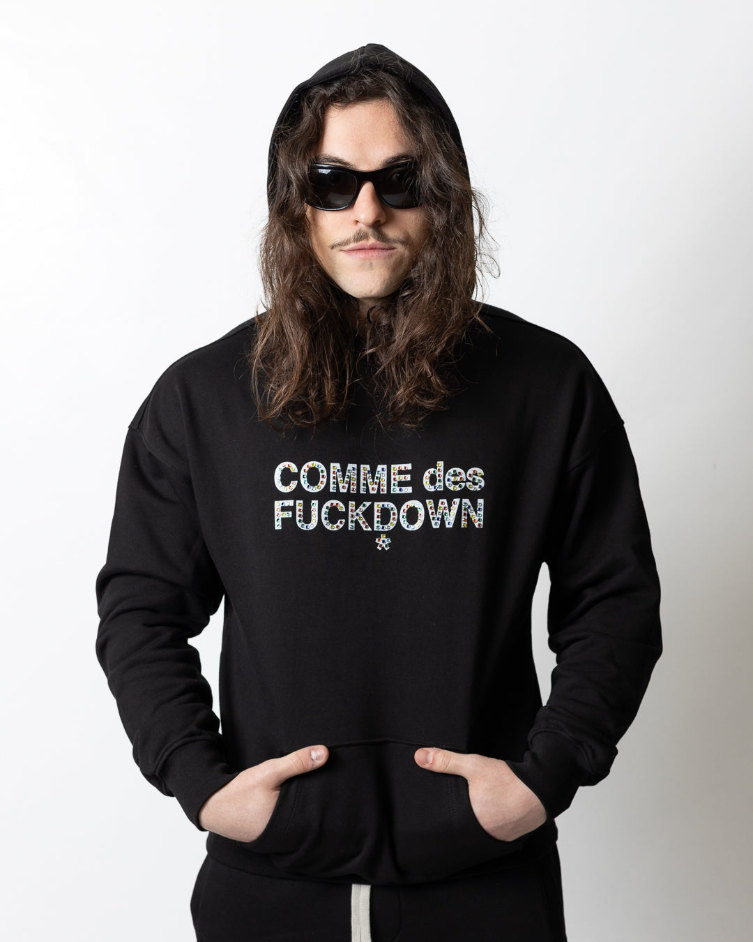 Felpa Comme des Fuckdown con cappuccio e borchie uomo