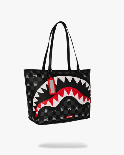 Borsa Sprayground nero GRAY PEEKING CHARACTER CHECK TOTE