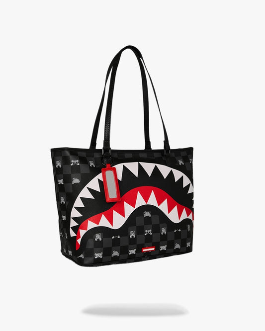 Borsa Sprayground nero GRAY PEEKING CHARACTER CHECK TOTE