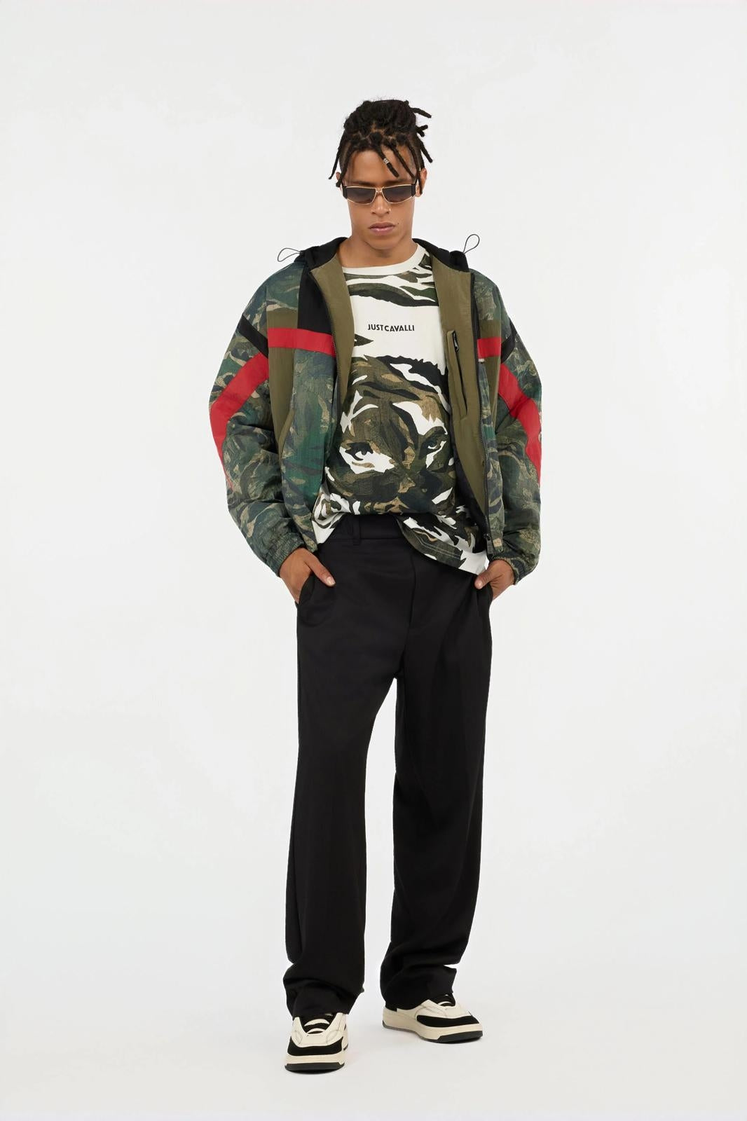 Pantalone Just Cavalli in twill con fascia logata uomo