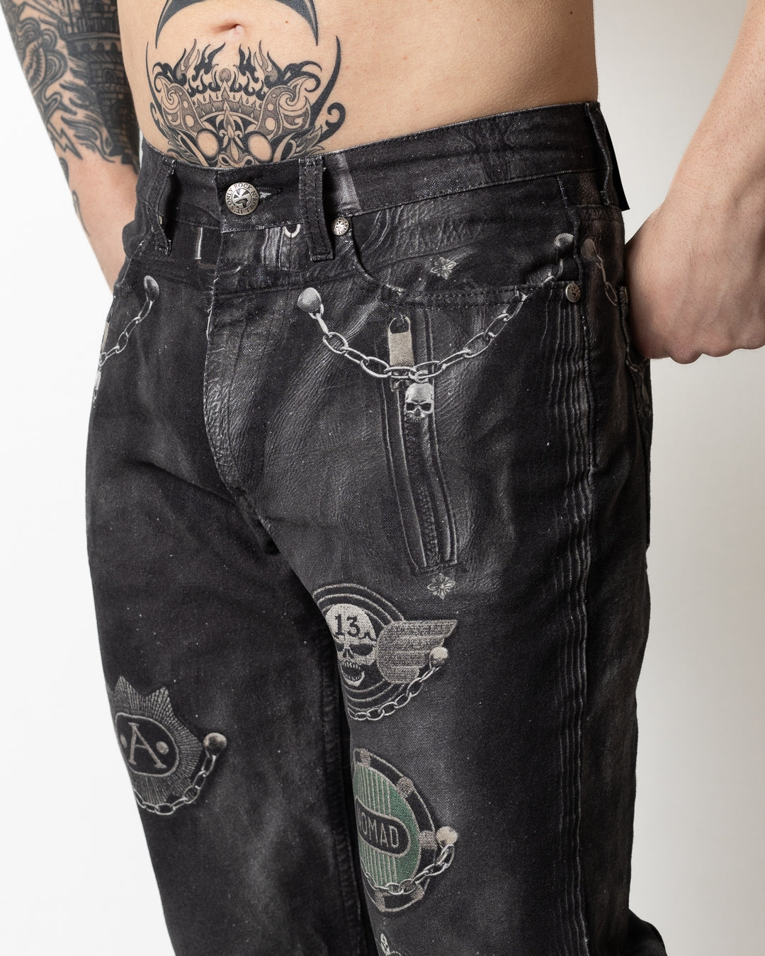 Jeans John Richmond straight con stampa all-over uomo