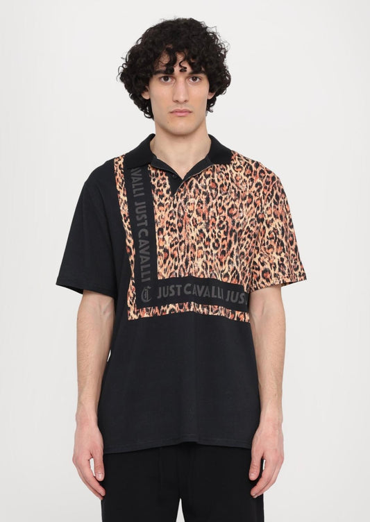 Polo Just Cavalli in piquet animalier uomo