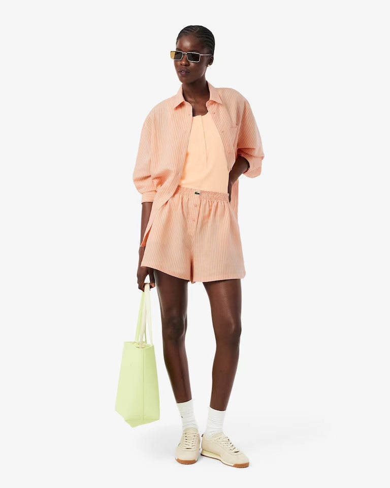 Camicia Lacoste oversize a strisce in misto lino donna