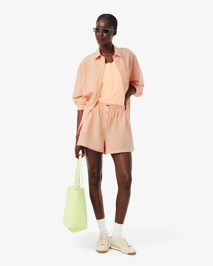 Camicia Lacoste oversize a strisce in misto lino donna