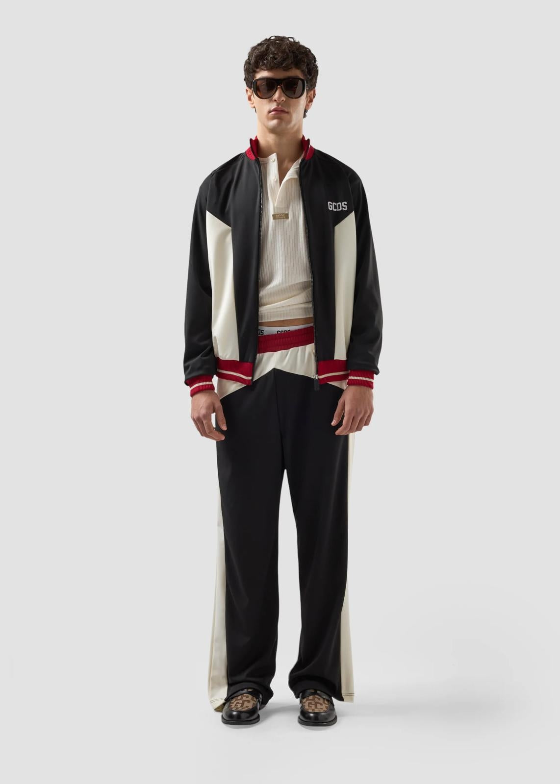Felpa GCDS Essentials fullzip in nylon color block uomo