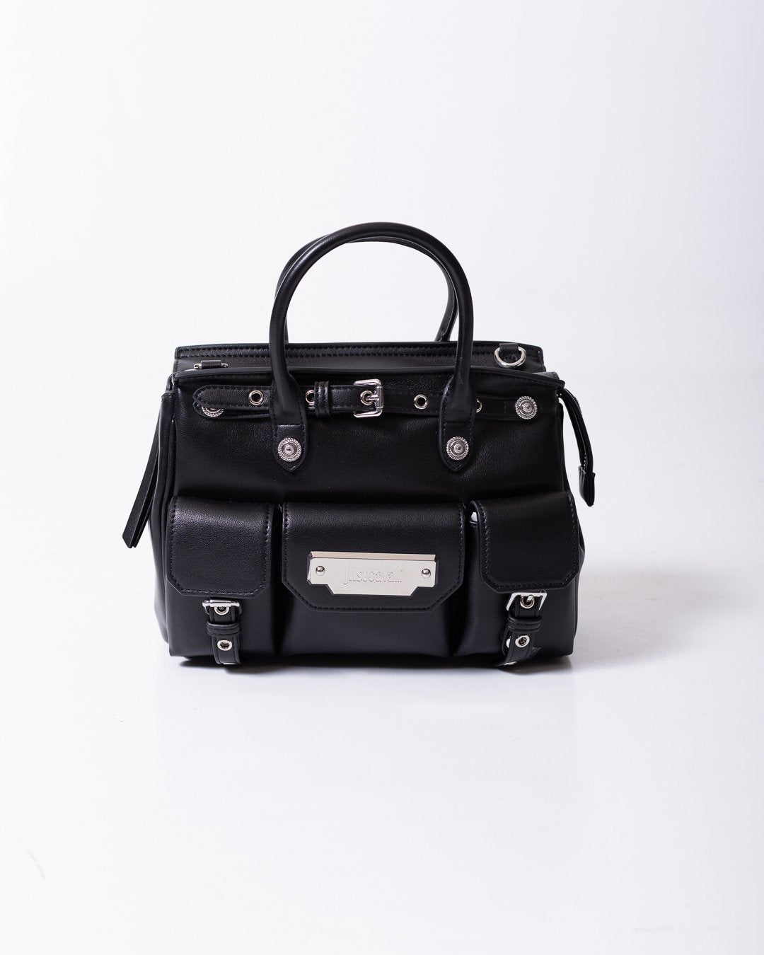 Borsa Just Cavalli in eco pelle con dettagli argento e logo