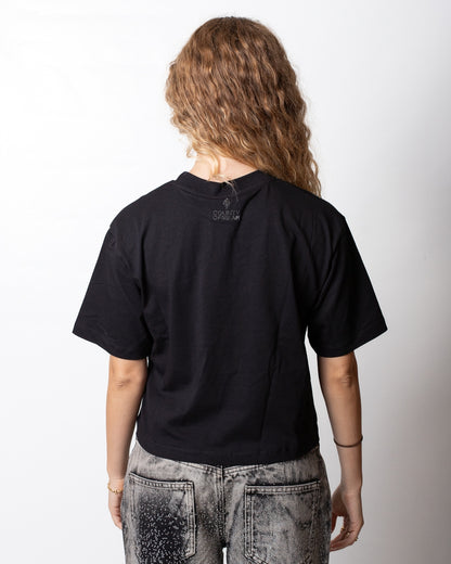 T-Shirt Marcelo Burlon cropped con strass donna